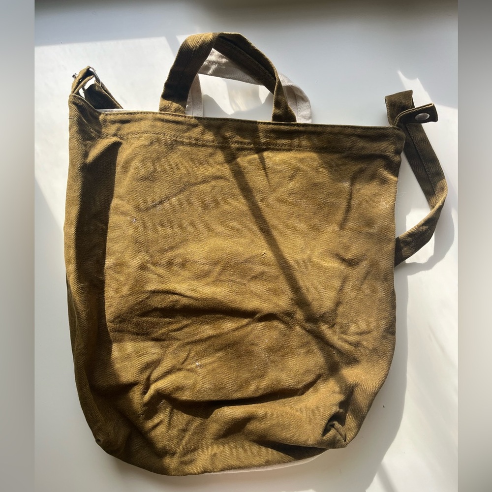 BAGGU Vertical Duck Bag — rich brown & raw canvas DEADSTOCK